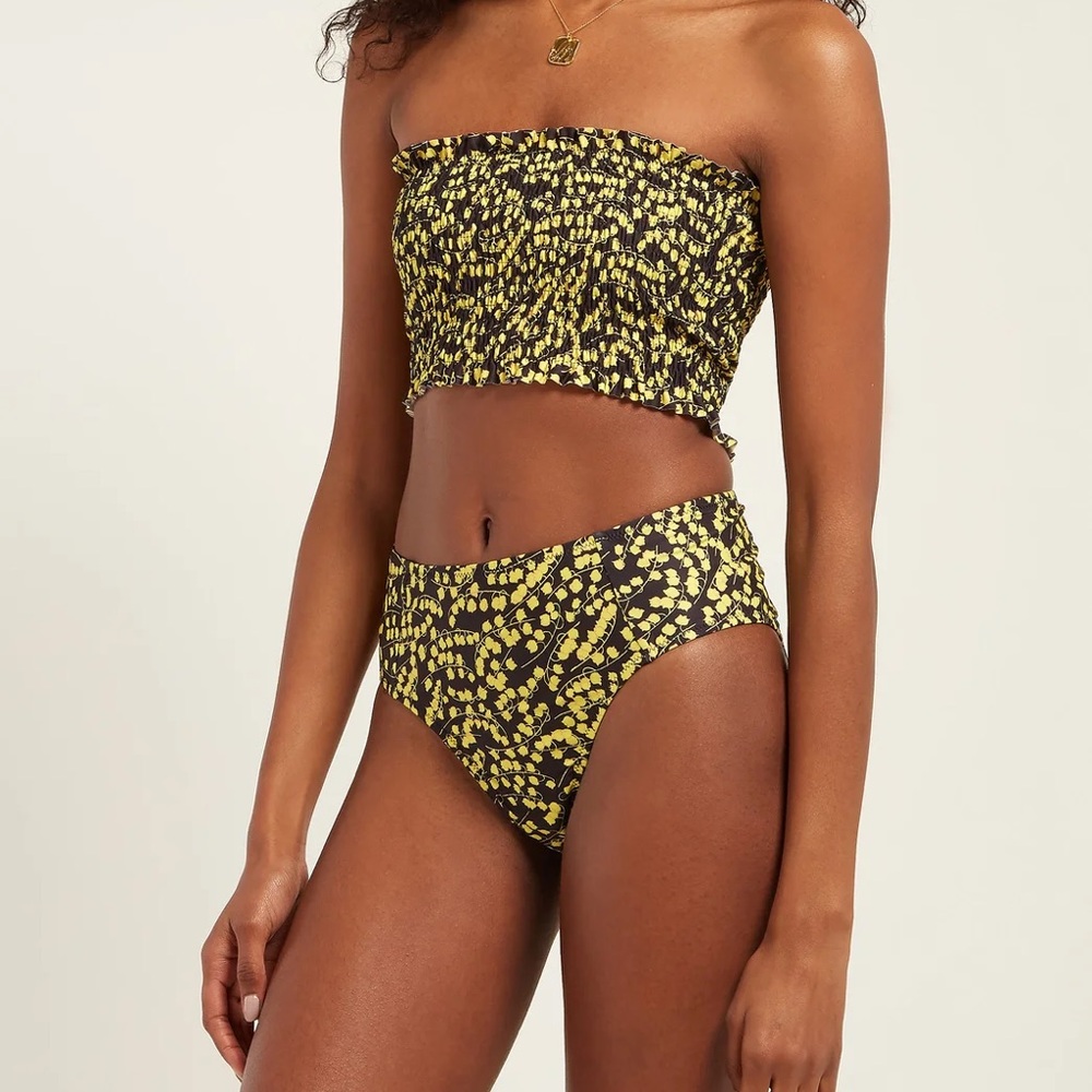 Ganni Caradonna Punto Smock Bikini Top and High Rise Bikini Briefs